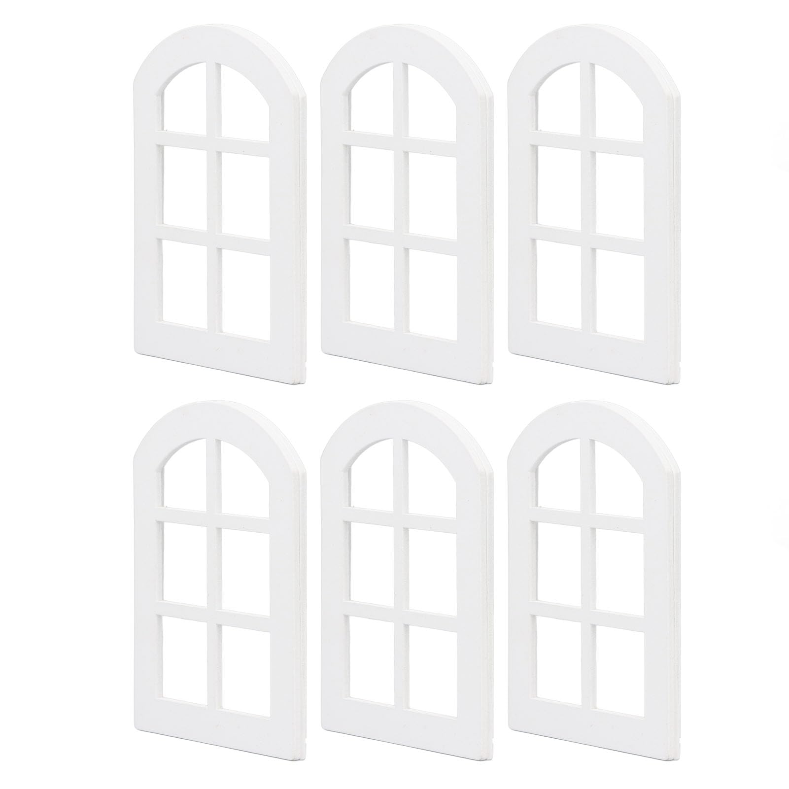 Photo 1 of 6PCS Dollhouse Windows, Wooden Miniature Tiny Window Frame Furniture for 1:12 Scale Doll House