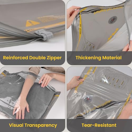 Vacuum Bag with Wireless Pump, 15 Pieces Compression Travel Bags (5 x 40 x 40 cm, 5 x 40 x 50 cm, 5 x 40 x 60 cm), Save 80% Space, Suitable for Travel Suitcases and Home Storage