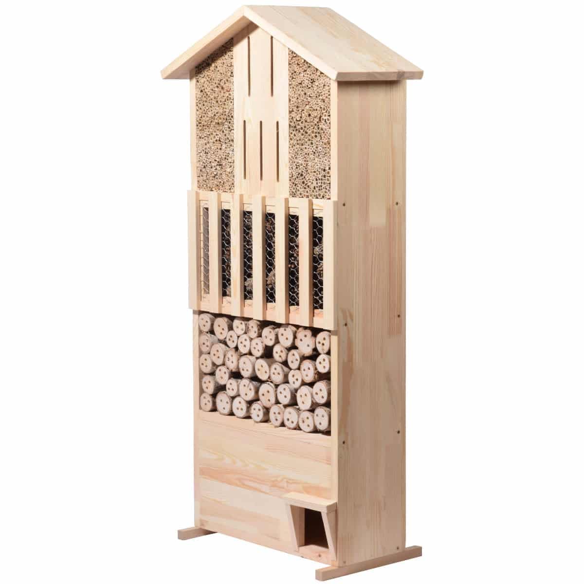 dobar 22697e Insect Hotel Wall with Integrated Hedgehog House Solid Pine 30 x 58 x 120 cm XXL