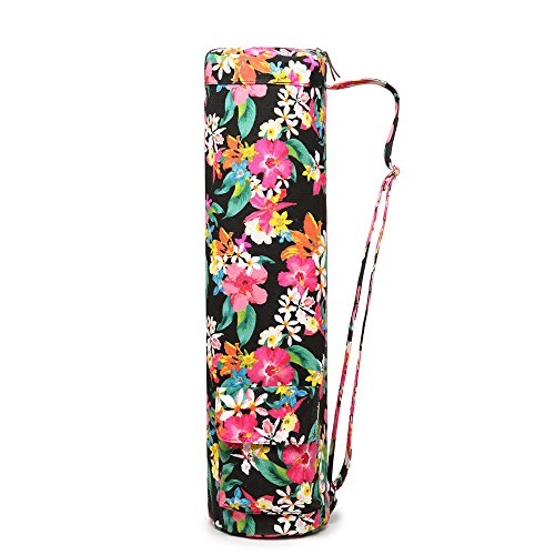 Fremous Yoga Mat Bag and Carriers for Women and Men - Double Storage Pocket - Easy Access Zipper - Adjustable Shoulder Strap and Handle (Peony)