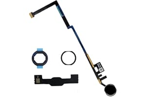 HQB-STAR Home Button Compatible with iPad 6 2018 / iPad 5 2017 9.7 inch (Black) with Flex Cable Connector +Bracket with Gasket and Waterproof Ring(Black)