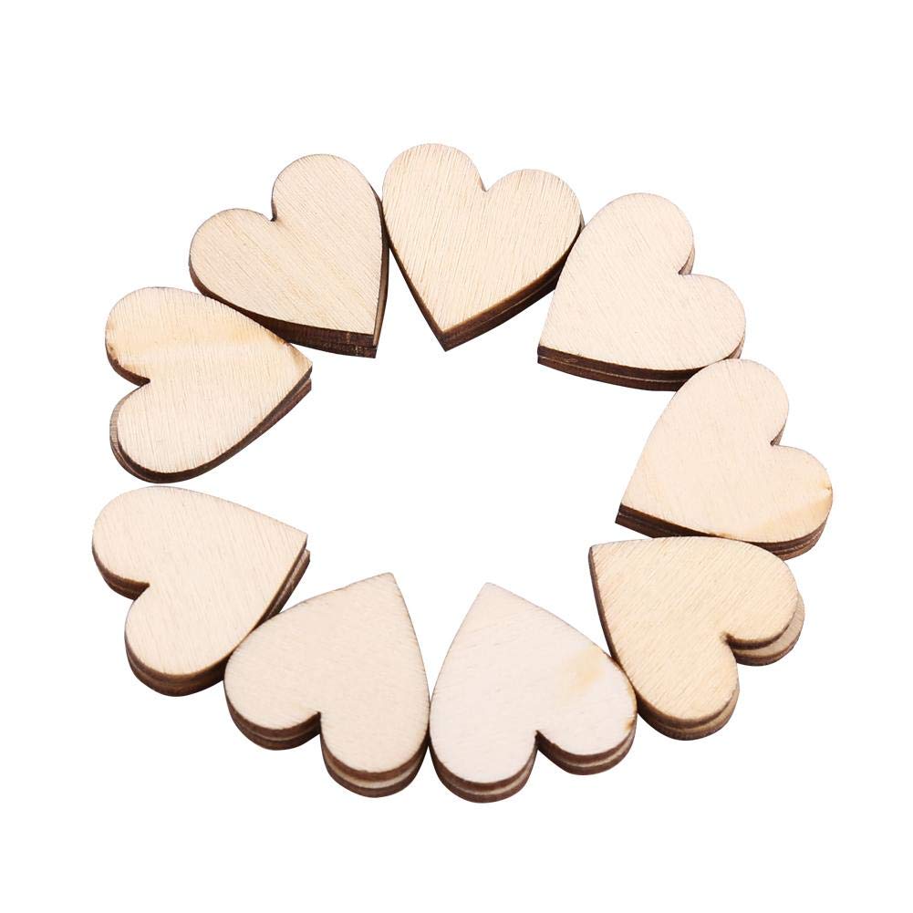 Estink Wood Hearts, 50 Pieces 30mm Rustic Look Wooden Hearts for Crafting Projects - Wooden Craft Shapes for Weddings Decoration Embellishments - Love Heart Guest Book Accessory