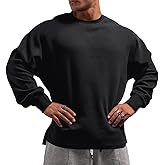 JEEING GEAR Men's Basic Long Sleeve Waffle Sweatshirt Loose Fit Workout Pullover Crewneck Shirt