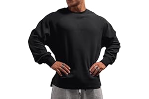 JEEING GEAR Men's Basic Long Sleeve Waffle Sweatshirt Loose Fit Workout Pullover Crewneck Shirt