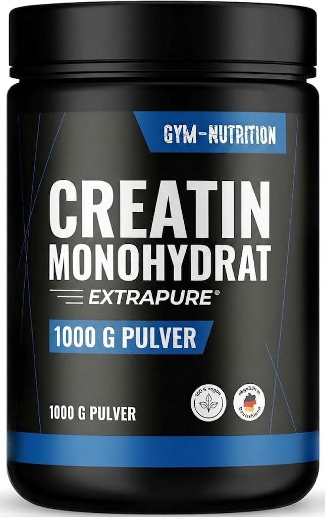 Creatin Monohydrat Pulver 1kg / 1000g - Ultra Reines Kreatin Monohydrat mit Inulin - Hochdosiert - Extrapure Creatine Monohydrat - Creatin Pulver Monohydrate - Vegan Jahresvorrat