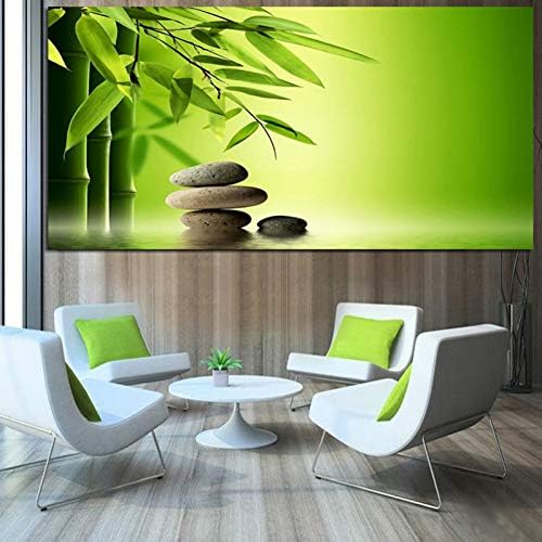 YJFFBH Print Zen Stones Bamboo Water Feng Shui Oil Painting Landscape On Canvas Modern Wall Art Pictures for Living Room Sofa