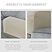 CHUN YI Set of 2 Stretch Sofa Armrest Covers Armchair Slipcovers, Washable Armchair Slipcover Arm Cover for Sofa Chair Recliner with Free Pins, Ivory White