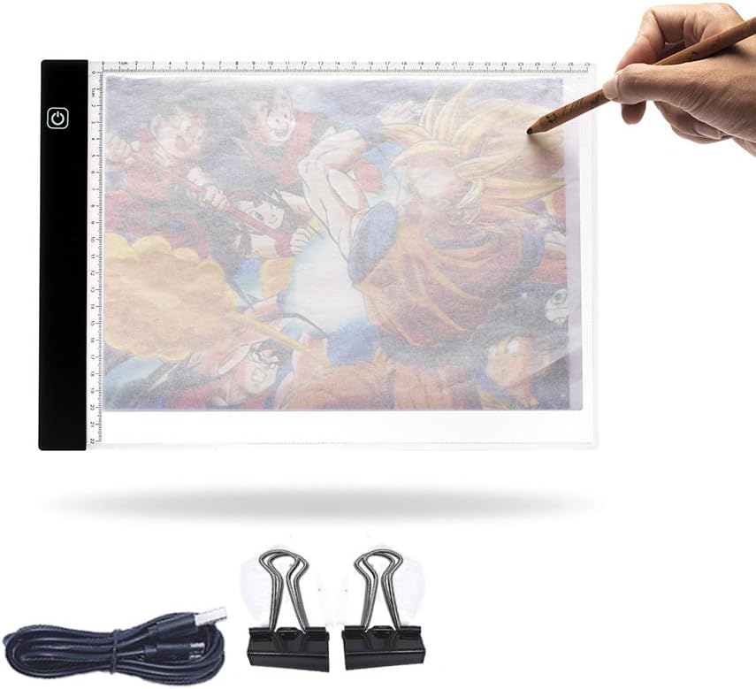 A4 Light Table，Drawing Calligraphy Practice，Light Box Tracer，LED Artists Light Box，CT Film Viewing，Professional Animation Copy Gift(A4-Rimless)