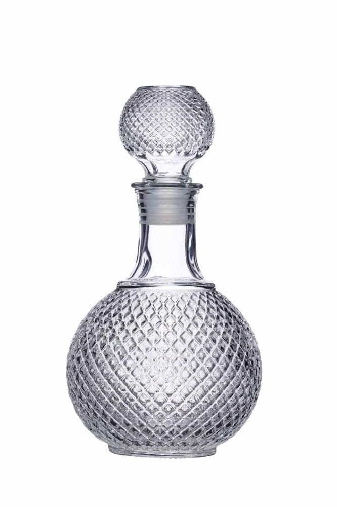 BarCraft Whisky and Brand Decanter, Cut Glass, Stopper with Silicone Seal, 1L