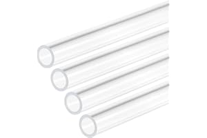 DMiotech 4pcs 1/4" x 5/16" x 12" Clear Acrylic Pipe Rigid Plastic Tubing for Aquarium Water Pipe, Water Cooling System, Plumbing