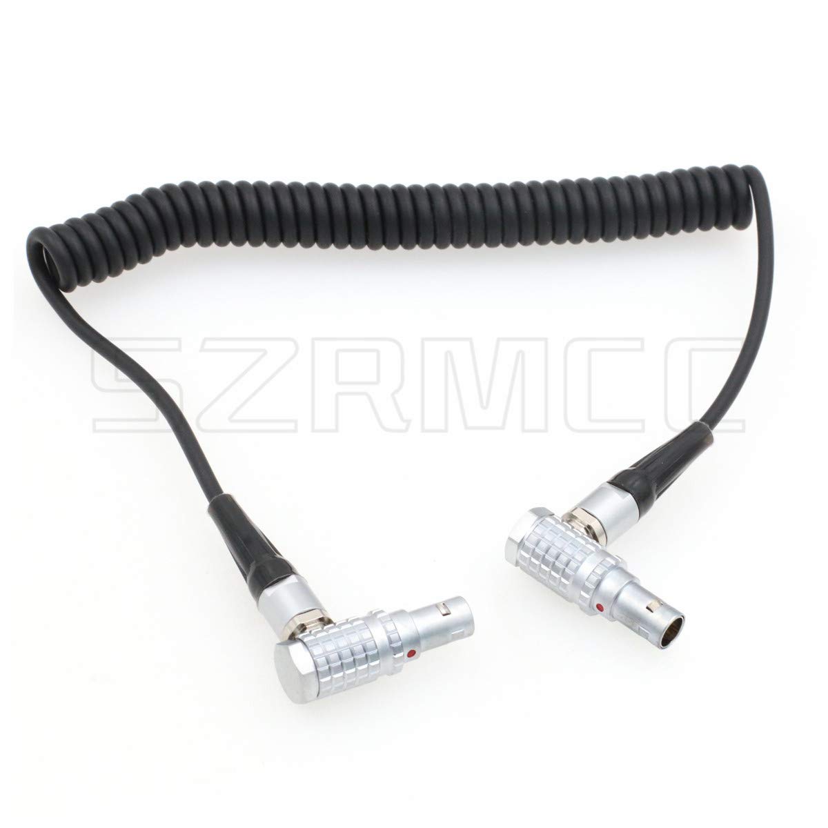 SZRMCC ARRI Cameras Right Angle 5 Pin Male to Right Angle 5 Pin Male Timecode in/Out Coiled Cable for Sound Devices Ambient Lockit Zaxcom