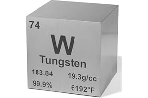 HEAVENLY METALS Tungsten 0.5" Metal Density Cube - 99.9% Pure Element for Chemistry - Periodic Table Design Educational Scientific Elemental Specimen
