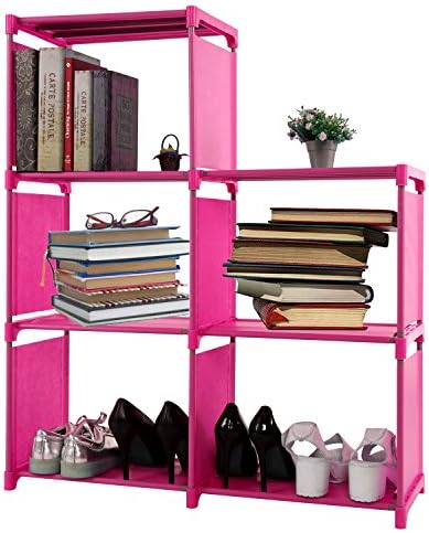 Dorfin 3-tier Storage Cube Closet Organizer Book Shelf 5-cube Cabinet Bookcase for a Variety of Items Pink