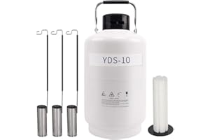 YUEWO Cryogenic Container Liquid Nitrogen LN2 Tank Mouth Diameter 50mm with 3 Canisters and Carry Bag (10L)