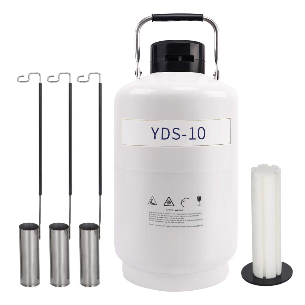 YUEWO Liquid Nitrogen LN2 Tank Cryotherapy Cryogenic Container Mouth Diameter 50mm with 3