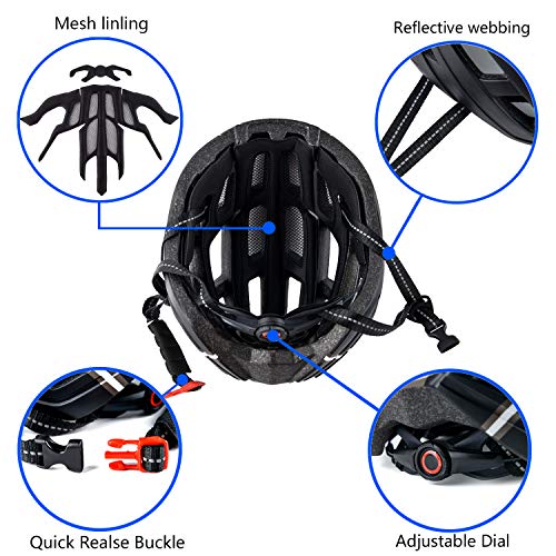Crazy Mars Bike Bicycle Helmet - Cycling MTB BMX Helmet with Light and Magnatic Goggle Visor Men Women Adjustable - Thumbnail 5