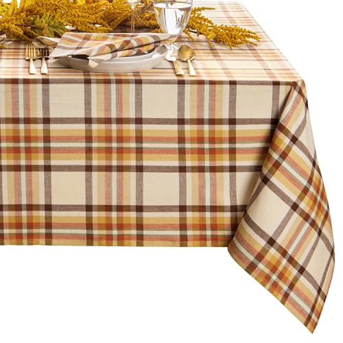 Elrene Home Fashions Russet Harvest Woven Plaid Tablecloth, 60X120 Rectangle
