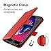 ZOVER iPhone 8 Plus case iPhone 7 Plus case Genuine Leather Case Wallet Cover with Kickstand Feature Card Slots & ID Holder and Magnetic Clasps for iPhone 7 Plus iPhone 8 Plus Red