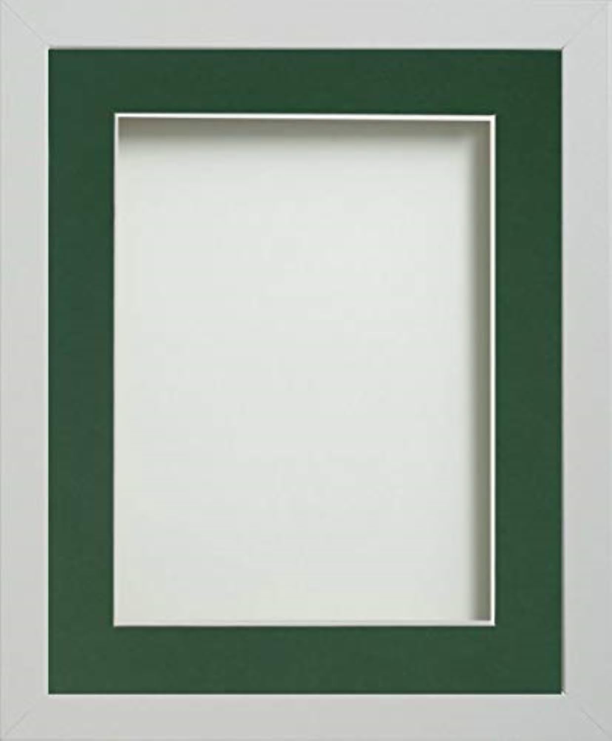 Frame Company Allington White 8x8 inch Frame With Bottle Green Mount For Image 5x5 inch *Choice of sizes* Fitted with Real Glass
