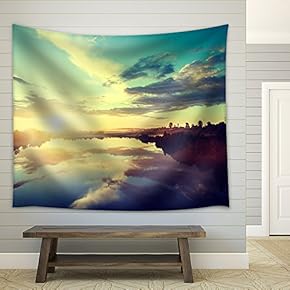 Sunset on The River - Fabric Wall Tapestry Home Decor - 51x60 inches