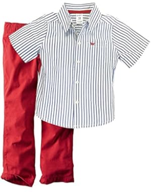 Carters Boys Baby 2 Piece Playwear Pant Set Striped Blue White Red (6MOS)