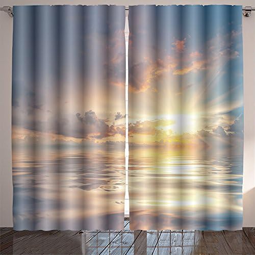 SOCOMIMI Room Curtain beautiful sunset over sea with reflection in water majestic clouds in the sky