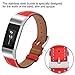 iGK Leather Replacement Bands Compatible for Fitbit Charge 2, Genuine Leather Wristbands New Red with Metal Connectors