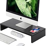 FITUEYES Computer Monitor Riser with Wireless Charger with Keyboard Storage Space