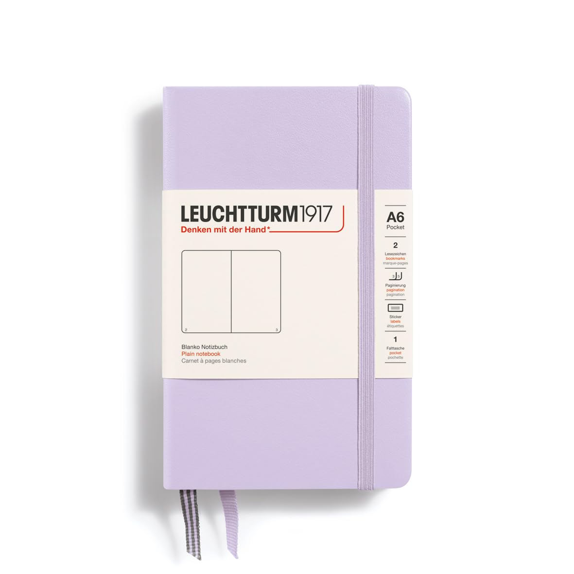 LEUCHTTURM1917 368145 Notebook Pocket (A6), Hardcover, 187 Numbered Pages, Lilac, Plain — image 1