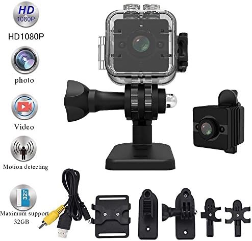 Mini Camera SQ12 Mini Sports HD DV Waterproof Camcorder 1080P Night Vision Wide Angle FOV155 Small Surveillance Camera 30 meters for Home Office Outdoors Swimming - Spy Camera - Hidden Camera