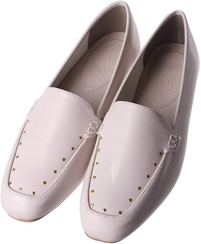 Amazon ジャッコランタン ローファー レディース スクエアトゥ ローヒール ぺたんこ パンプス 靴 履きやすい 痛くない 歩きやすい オフィス 学生 女子 スタッズ ローファー スリッポン