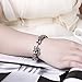 Naivo Designer Inspired Crystal Snake Chain Murano Glass Beads Charm Bracelet, Midnight Passion