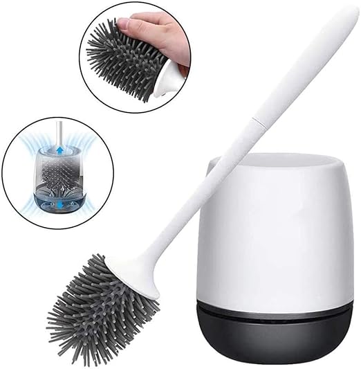 FUKTSYSM Toilet Brush Bathroom Silicone Toilet Brush Holder Set, Bathroom Silicone Toilet Bowl