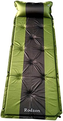 Sleeping Pad, Rodzon Self-Inflating Waterproof Lightweight Splicing Sleeping Pad with Pillow, Air Inflatable Camping Mat for Travel, Camping, Hiking and Outdoor Activities (Green+Dark Grey)
