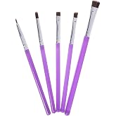 5-Piece Decorating Brush Set - Food Safe Decorating Brushes for Dusting Edible Glitter and Painting with Edible Color on Treats Kitchen Utensil Bakery Tools (5, Purple)