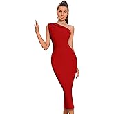 Formal Dress for Women Wedding Guest Cocktail Night Out Evening Party Sexy One Shoulder Bandage Bodycon Maxi Dress Outfits
