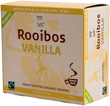 Rooibos Vanilla Tea by TopQualiTea, 80 Tea Bags Fair Trade, Organic Vanilla Red Bush- Antioxidant Rich Herbal Tea For Relaxation, Restful Sleep &amp; Overall Wellness, Perfect Tea Gift
