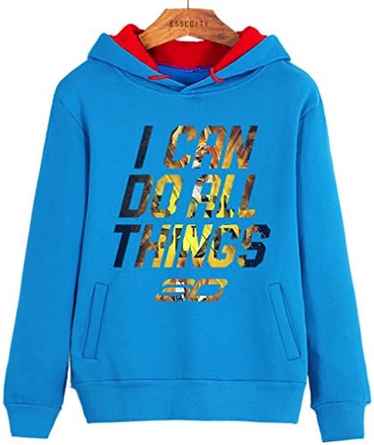 Geakworld Men's Hoodie I Can Do All Things Cascual Pullover Sweatshirts (X-Small, Blue)