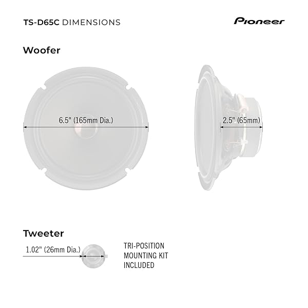 PIONEER D-SERIES TS-D65C 6.5” 2-WAY SPEAKERS (PAIR) – 270W MAX, CRISP HIGHS + CLEAR VOCALS, IDEAL FACTORY UPGRADE, ADD AN AMPLIFIER FOR EVEN BETTER PERFORMANCE
