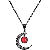 YHWQYR Gothic Moon Crystal Necklace Punk Style Moon Pendant Necklaces Black Costume Jewelry for Women