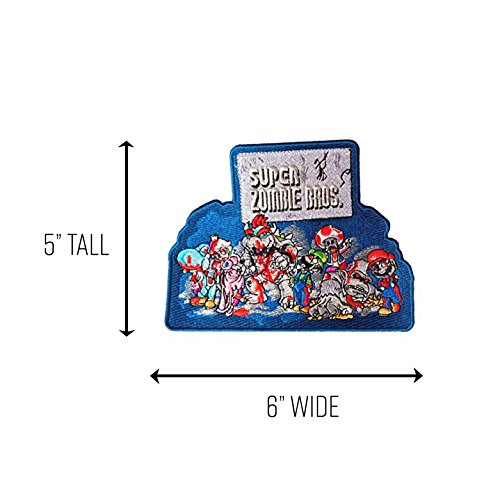 'Super Zombie Brothers' Classic Video Game Parody - Iron on Embroidered Patch Applique