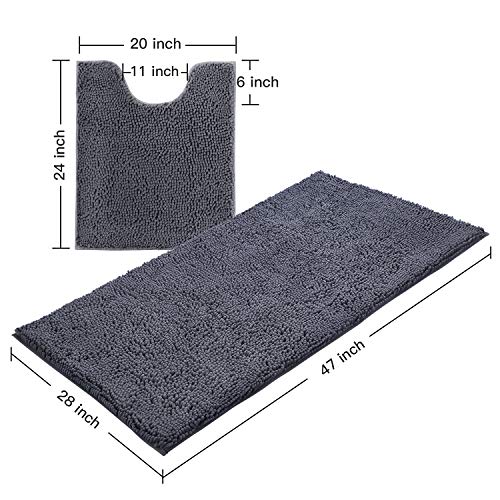 KMAT Bath Mats Luxury Chenille Bathroom Rugs(2 PCS), Soft Plush Anti