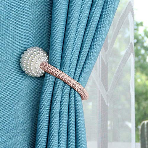 1X Pearl Magnetic Curtain Clip Curtain Holders Buckle Clips Hanging Ball Buckle Tie Back Curtain Accessories Home Decor (Pink)