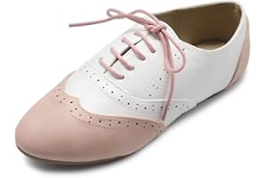 Ollio Women's Shoe Classic Lace Up Dress Low Flat Heel Oxford