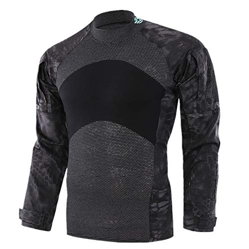 HAN WILD Men's Camouflage Combat Shooting Shirt Long Sleeve Airsoft Paintball Top