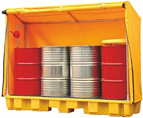 4 Drum In-Line Spillpallet With Cover, Sump Capacity of 235 Litres