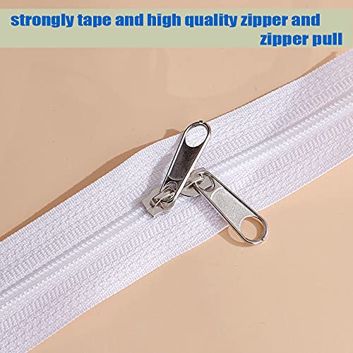 JOSDIOX Zipper by The Yard #3 White Sewing 10 Yard Long Zippers in Continuous,Nylon Coil with 20pcs Zipper Sliders/Pull and 30pcs Stops for Upholstery Sewing