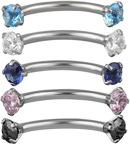 FB 16G 316L Stainless Steel Eyebrow Rings Petite Belly Rings Cubic Zirconia Ring Body Jewelry Piercing