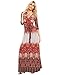 Milumia Women's Bohemian 3/4 Sleeve Faux Wrap Maxi Dress Orange L