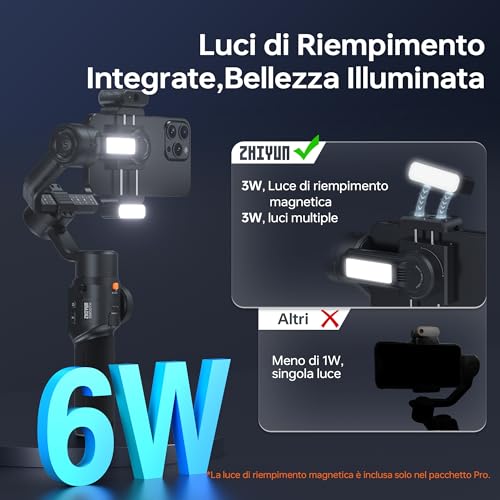 ZHIYUN Smooth-5S AI Pro [Official] Smartphone Stabilizer, Handy 3-Axis Gimbal with Tripod, AI Tracker, Fill Lights, Mobile Phone Stabilizer, for Vlog, YouTube, TikTok